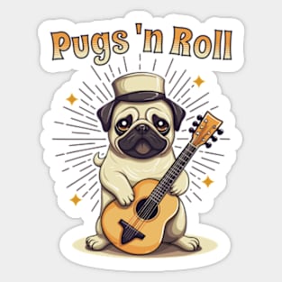 Pugs 'N Roll Sticker